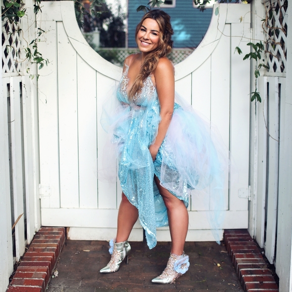 VERONICA Ocean Blue Sequin Wedding Ballgown Set - Picture 8 of 13